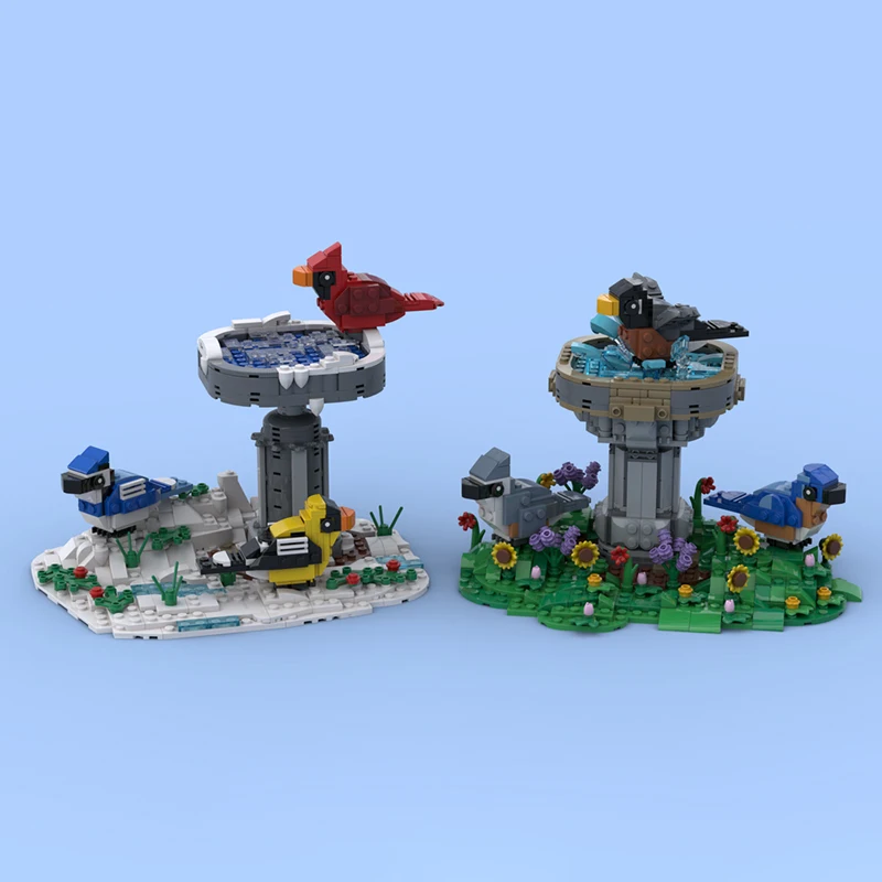 730pcs MOC Spring Bird Bath Building Blocks STEAM Learning Creative Education Christmas toy Gift Assemble Constructing