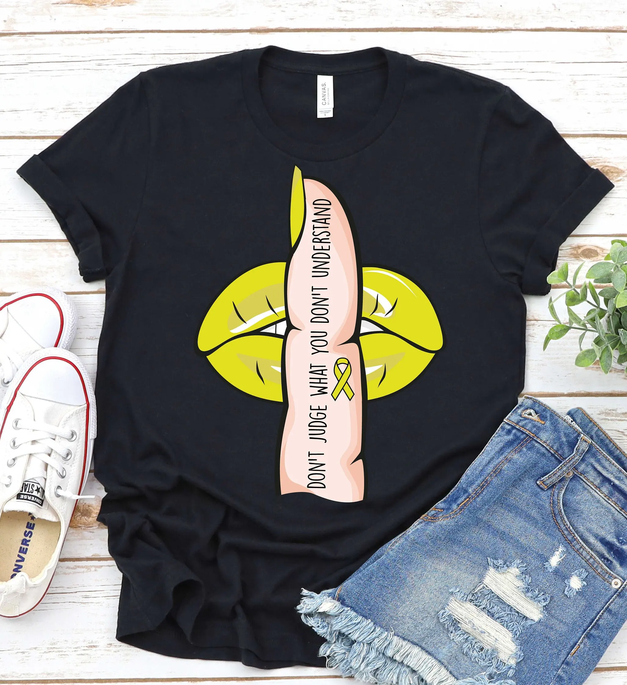 Sarcoma Cancer Awareness T Shirt Bone Survivor Support Ribbon Yellow