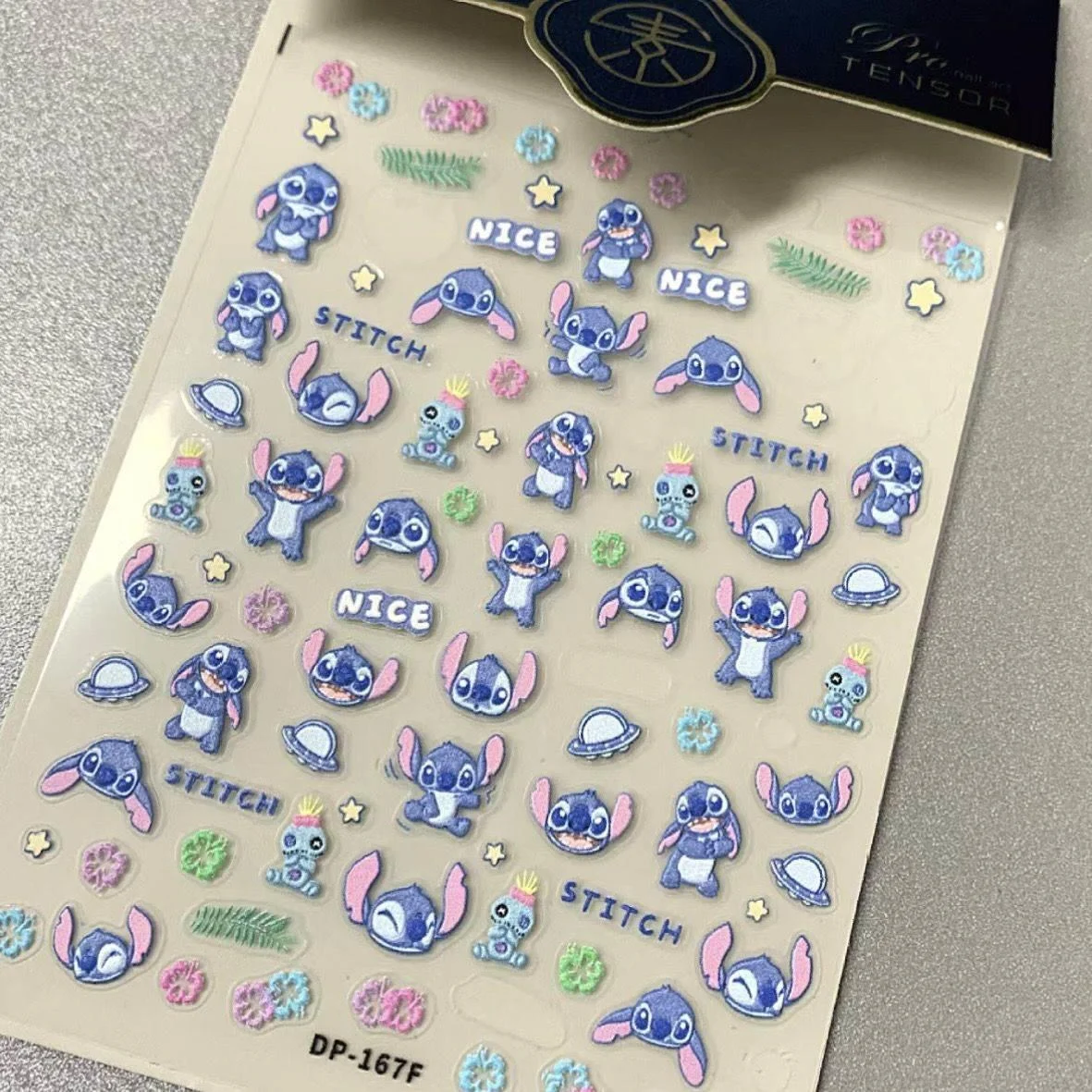 Pegatinas para decoración de uñas de Disney Stitch, regalos para niñas, pegatinas para uñas 3d DIY con dibujos animados tridimensionales en relieve y estrellas bonitas azules
