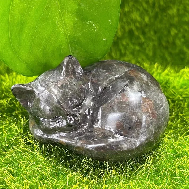 Natural Yooperlite Sleeping Cat Reiki Home Room Decoration Crystals Quartz Accessories Gemstone Gift 1PCS 5.5CM