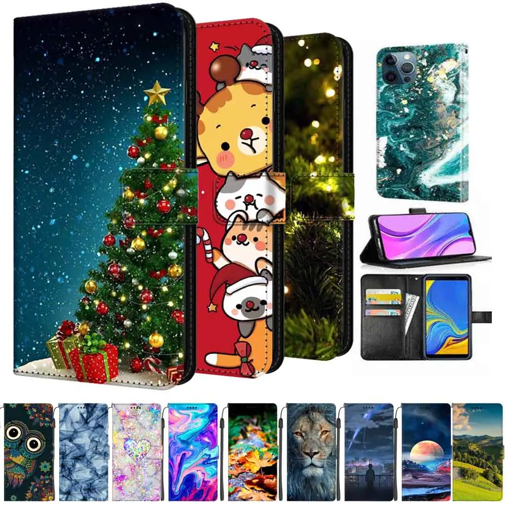 غطاء جلد الوجه ل LG K61 الرخام عيد الميلاد محفظة جلدية أكياس المغناطيسي ل LG K61 الحالات الهاتف بطاقة Solts حامل LGK61 LMQ630