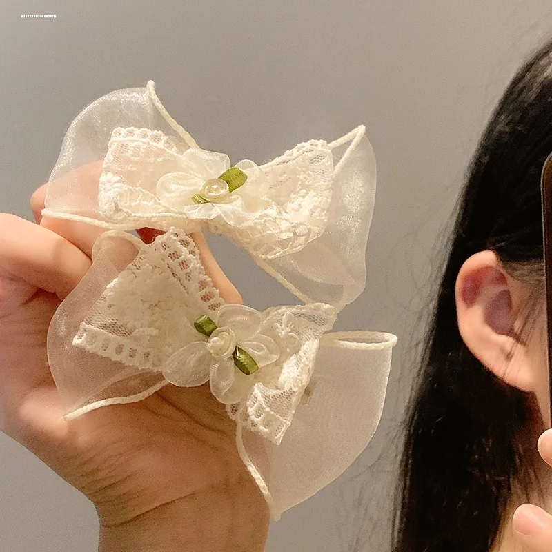 Klip rambut putri anak perempuan pita besar warna Solid klip lidah bebek anak-anak aksesori rambut Korea untuk anak perempuan