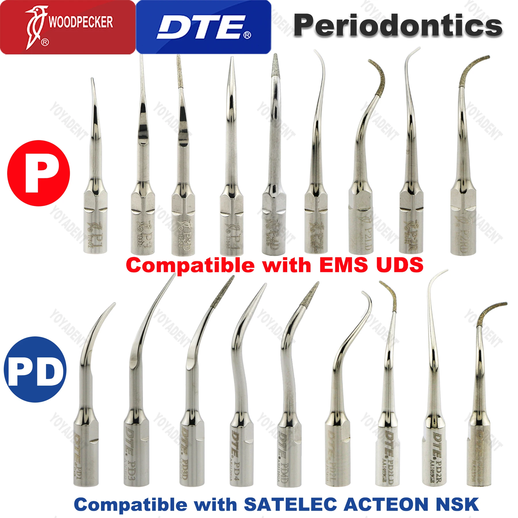 Woodpecker DTE Dental Ultrasonic Scaler Tip Scaling Tips Dental Periodontics Tips Fit EMS NSK SATELEC ACTEON Scaler Handpiece