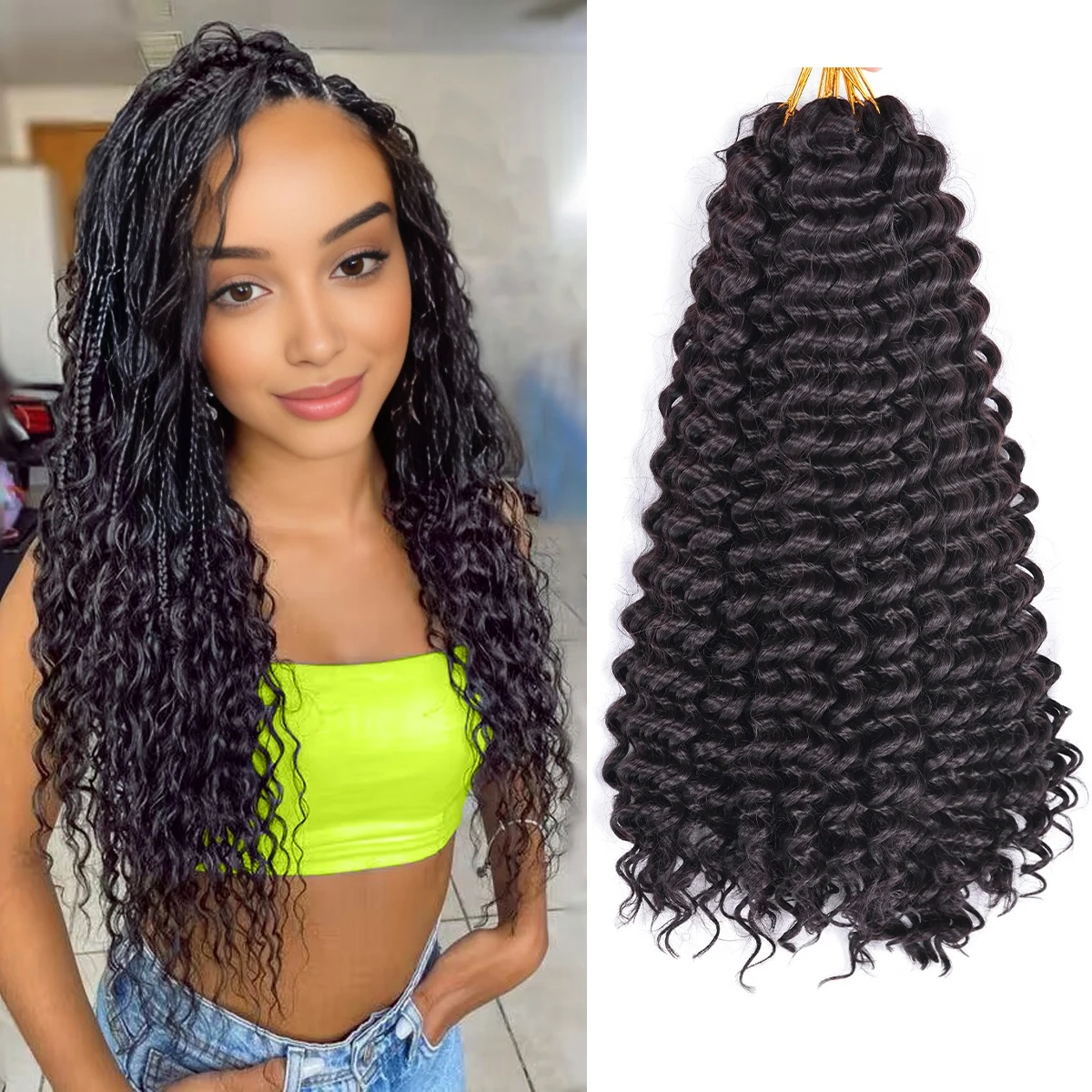 Synthetic Deep Wave Twist Crochet Braids Hair For Women African Curls Kinky Curly Braiding Hair Extensions Ombre Blonde Hair