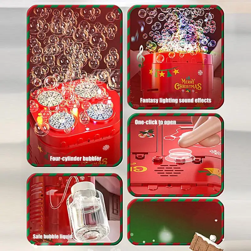 Firework Bubble Machine Firework Automatic Bubble Blower Christmas Bubble Machine Toys Reusable Outdoor Bubble Maker With Lights