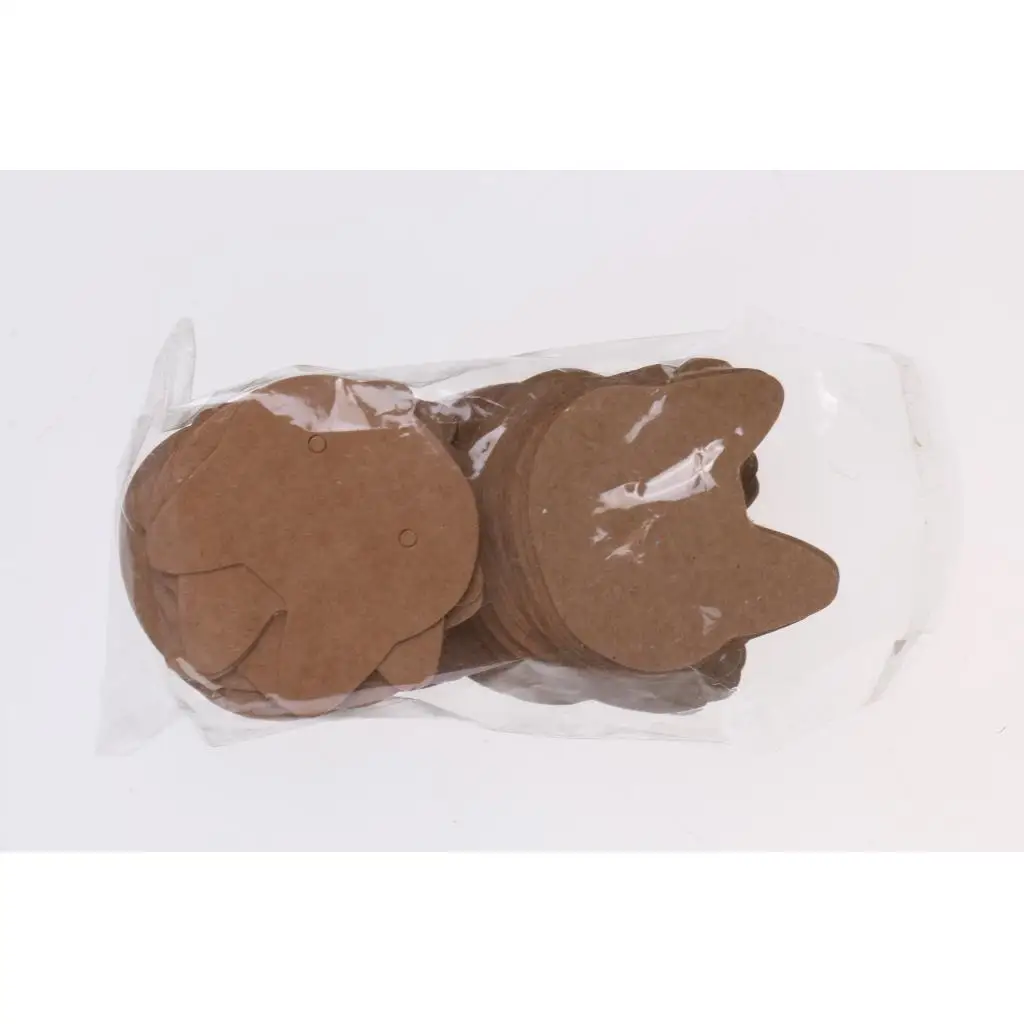 Brown Kraft Eardrop Hanging Tags Cat Style Earring Display Cards Jewellery Packaging 3.5 Cm for Gifts
