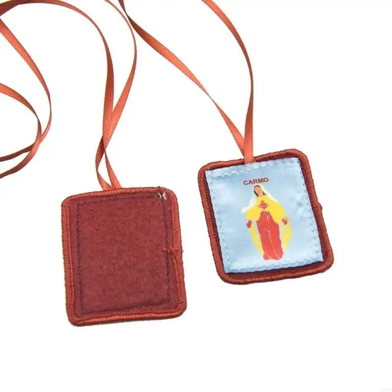 L9BE Red Catholic Scapular Our Lady Of Mount Religious Jewelry Necklace Gift