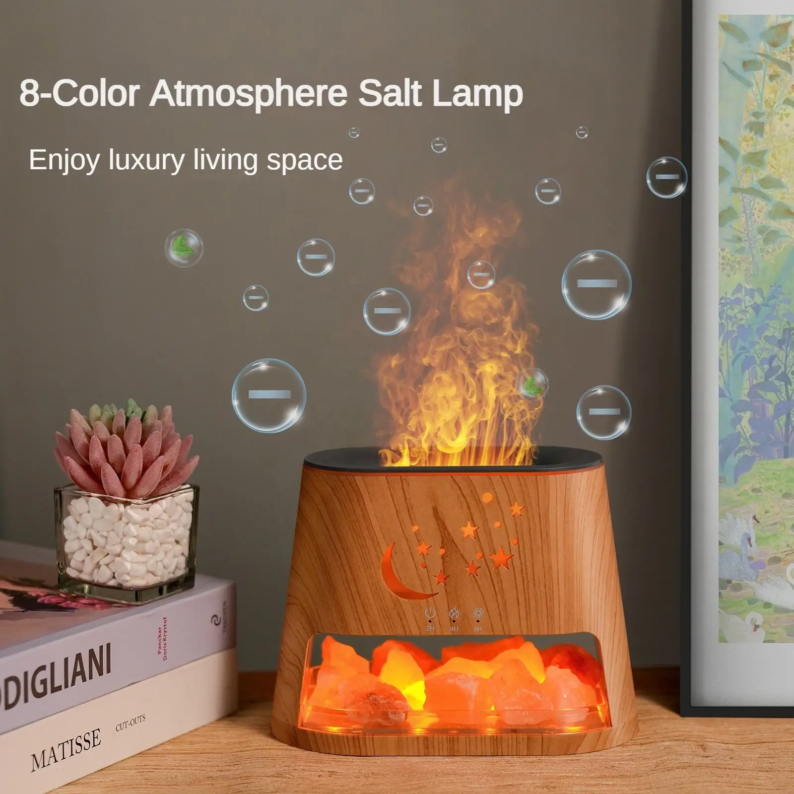 Factory Price 250ML Aromatherapy Essential Oil Diffuser With Himalayan Rock Salt Ultrasonic Himalayan Salt Lamp Flame Humidifier