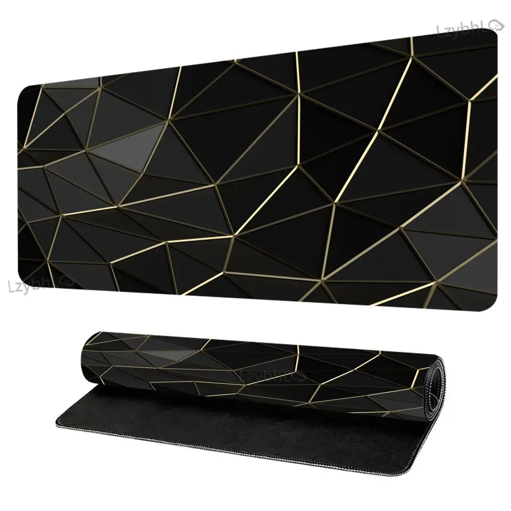 

Geometric Gold and Black Pattern Mouse Pad Large Gaming Rubber Deskmats Non-Slip Computer Keyboard Mat XXL Laptop Long Mousepad