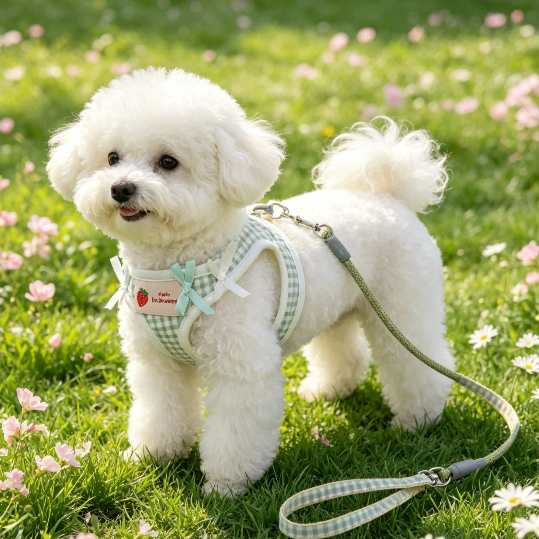 Pet Products Cute Little Angel Wings Pet Dogs Harness Collar Pet Chest Back Small Dogs Cats Strap Walking Harness Dog Collar Set view 6