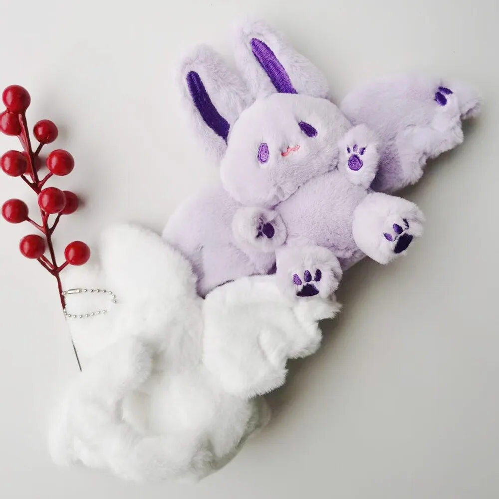 Conejo de murciélago Kawaii de 15cm, llavero de conejo volador, muñeco de animales de peluche, regalo de cumpleaños para chico, accesorios colgantes para mochila