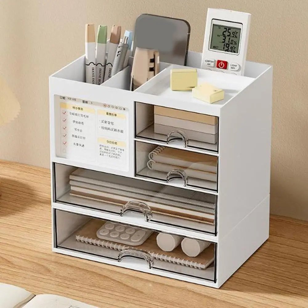 

Plastic Drawer Storage Box Reasonable Partition Space Saving Desk Organizer Large Capacity with Sliding Drawer Pen Holder