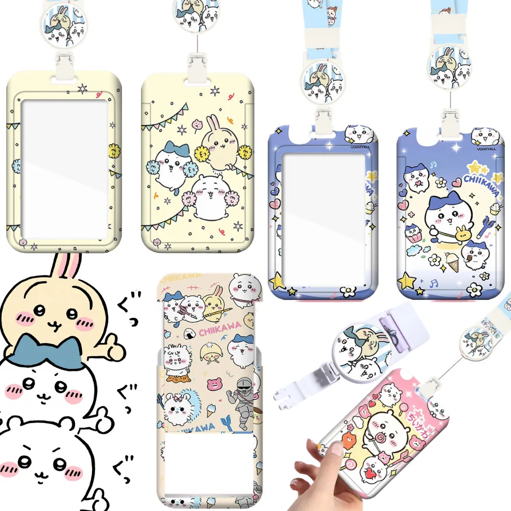 

Chiikawa ID Badge Holder Neck Strap Pendant Hachiware Door Card Lanyards Usagi Lanyard Credential Holder cartoon keychain Gifts