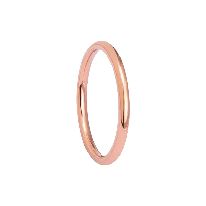 Couple's 2MM Thin Titanium Steel Smooth Ring, Rose Gold