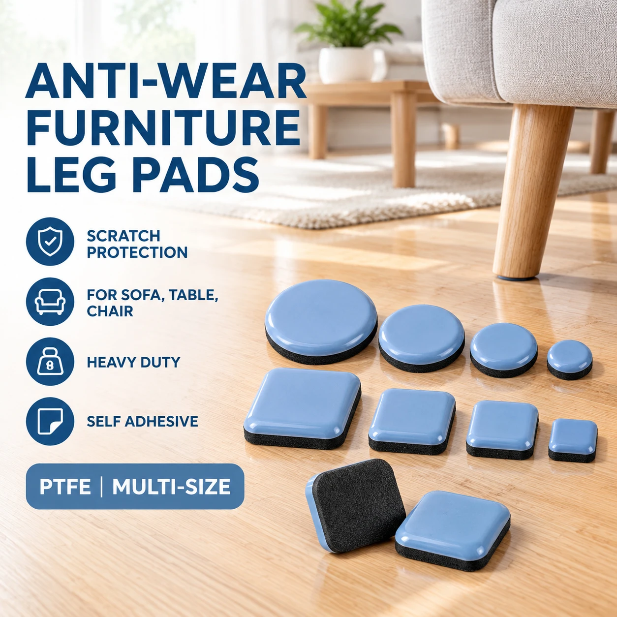 4-32Pcs Furniture Slider Glides Pads, Self-Adhesive Anti-Wear Floor Protectors, Easy Move for Heavy Table Sofa Chair