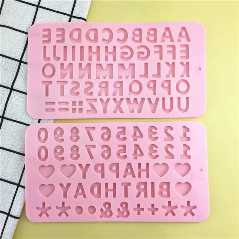 Numeric Letters Happy Birthday Flip Sugar Mold Silicone Chocolate Modeling Mold DIY Baking  Tool