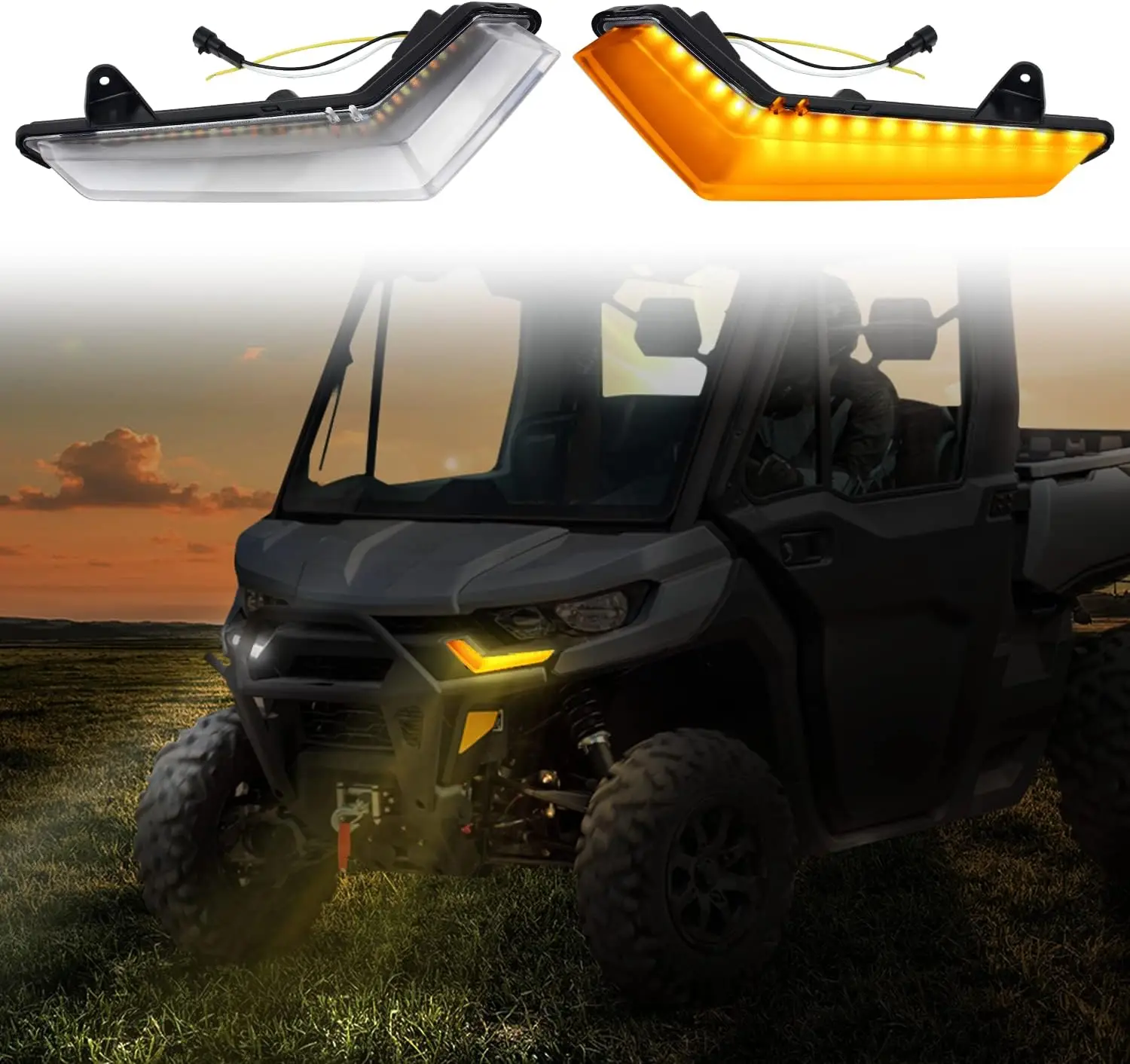 

DRL Signal Light For Can am Defender Max 2020 Commander 2021 Front Fang Accent Signature Lights White DRL Yellow Flashing Lights