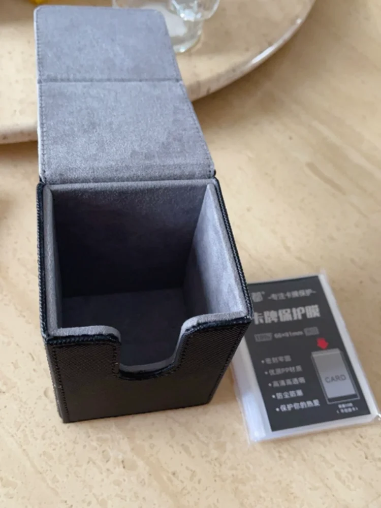 Card Deck Box Peripheral Products Card Storage Box Fits 100 single Sleeved Cards PU Leather Strong Magnet Card Case for TCG Card view 5