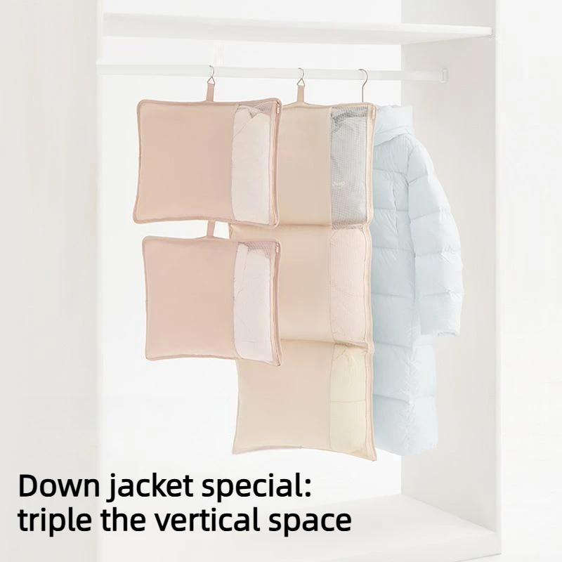 Foldable Stackable Hanging Mesh Storage Bags - Visible Breathable Organizers for Down Jackets, Winter Coats & Thick Clothes