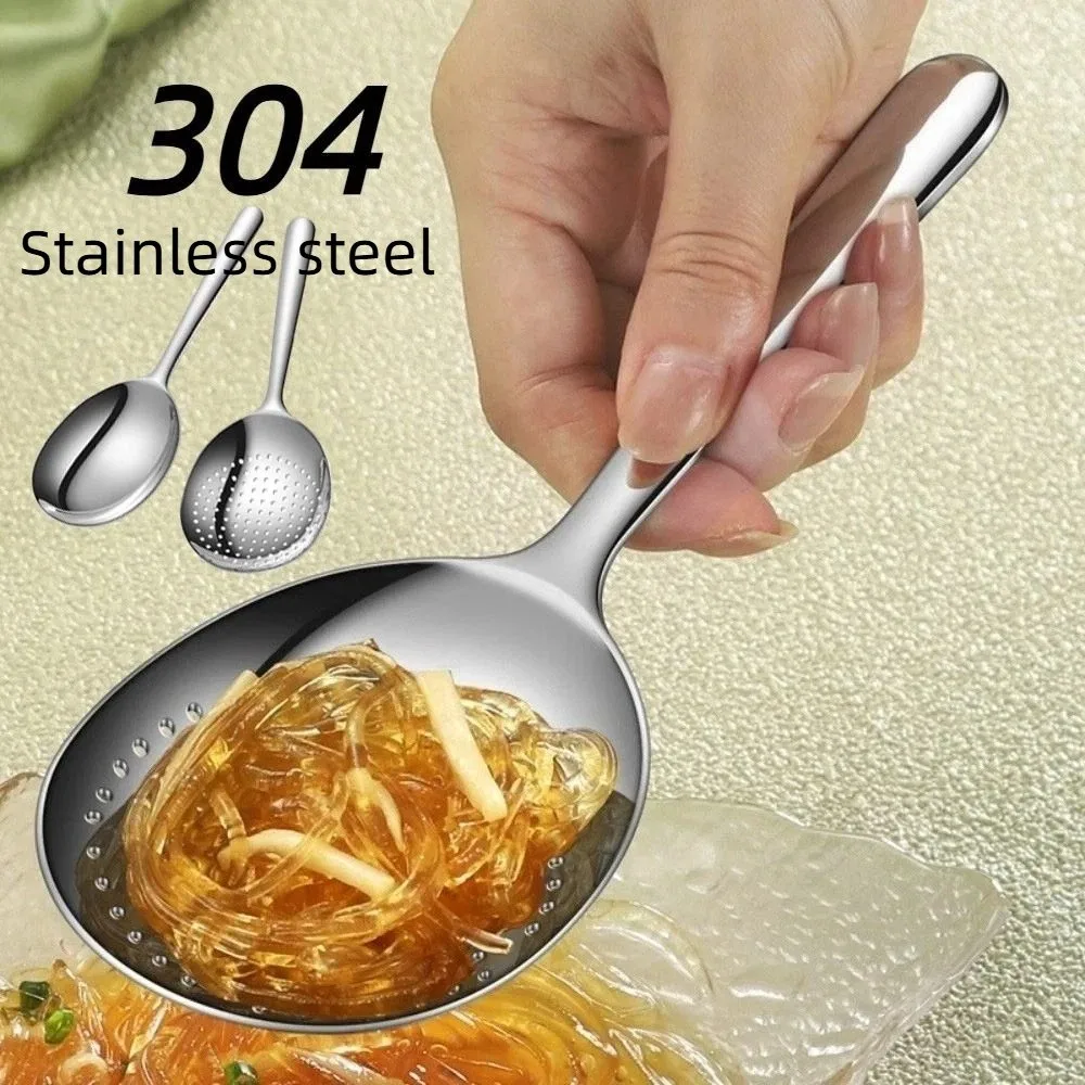 Kitchen Tableware 304 Stainless Steel Large Soup Spoon Rust-proof Deepen Communal Spoon Food Grade Simple Serving Spoon Hot Pot