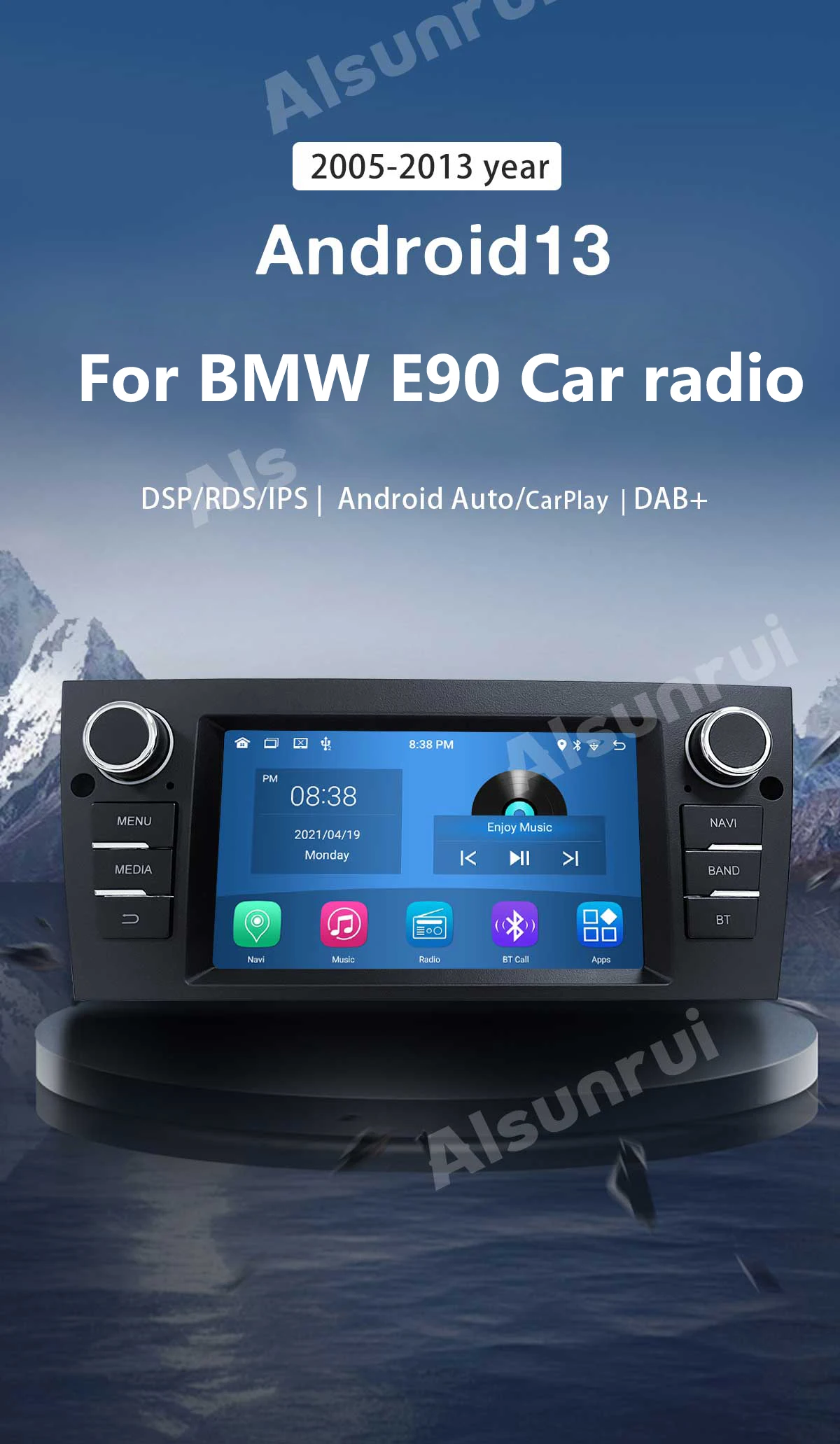 4G Carplay 1Din Android 13 Car Radio For BMW E90/E91/E92/E93 3 Series Radio Multimedia GPS Navigation Stereo Audio Head unit