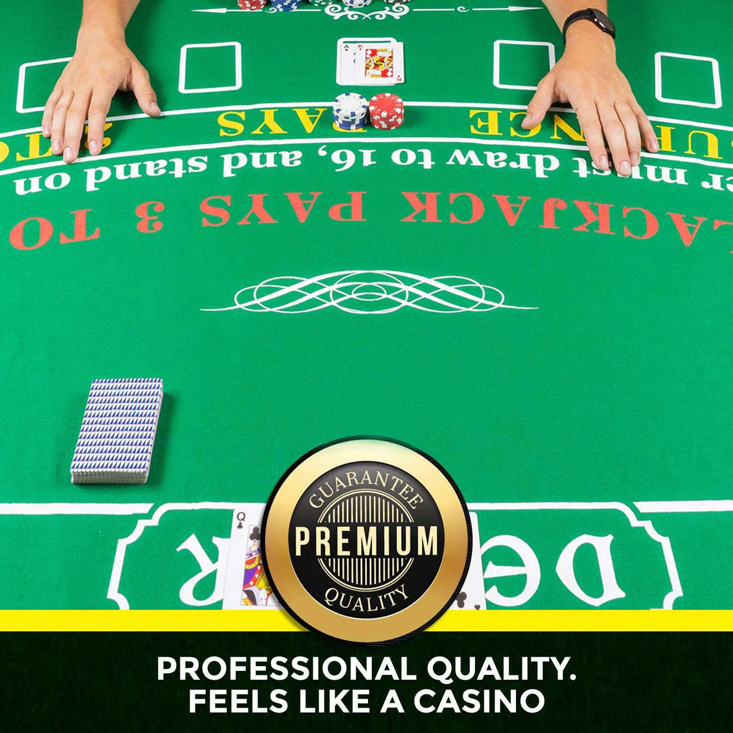 180x90cm Double-sided Tabletop Casino Felt Layout for Texas Holdem Poker and Blackjack Premium Grade Blackjack Poker Mat
