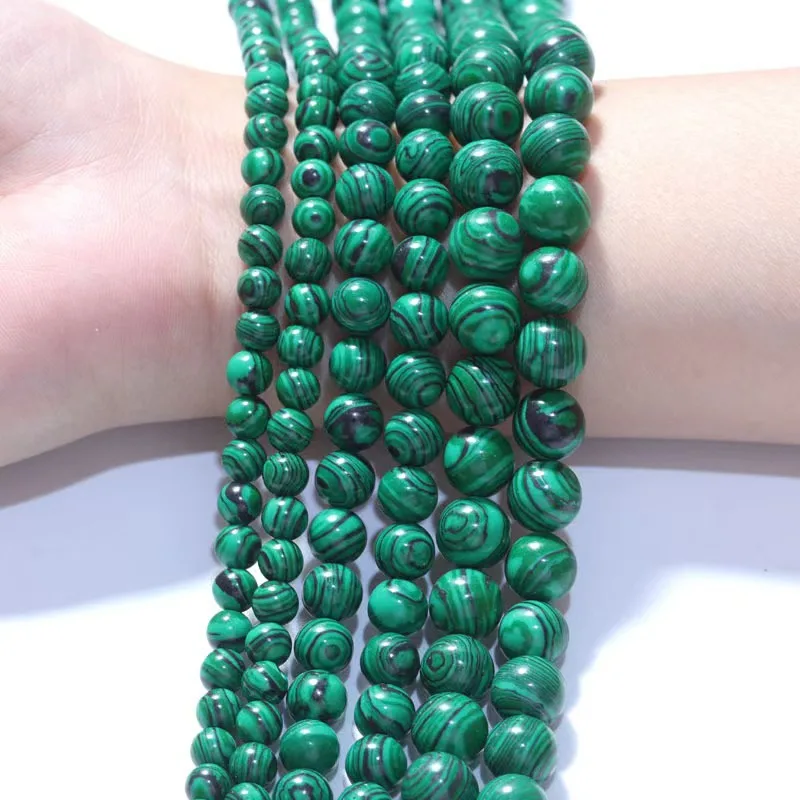 1 Strand Natural Green Malachite Stone Beads 4/6/8/10/12mm Loose Spacer Bead for Jewelry Making Bracelet Necklace Accessories