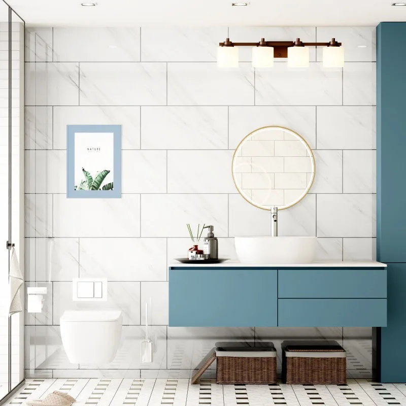 الرخام 30x30 سنتيمتر مقاوم للماء والرطوبة ملصقات جدار للمطبخ الحمام غرفة المعيشة ديكور ذاتية اللصق الجدار الديكور #4