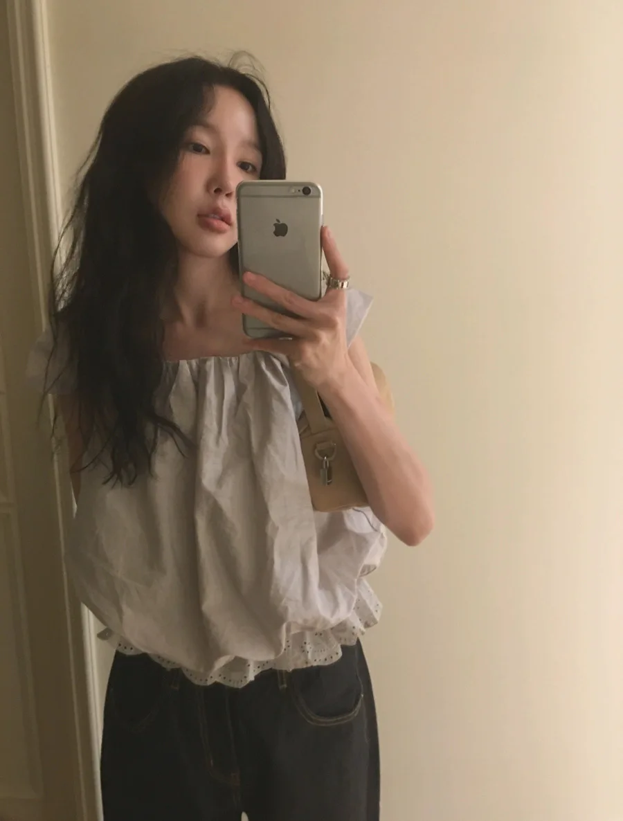 

ort Sve Dstring Waist irt Overhead Versatile Age Reduction Summer 2025 Women's Cotton Commute Sle Pure Color