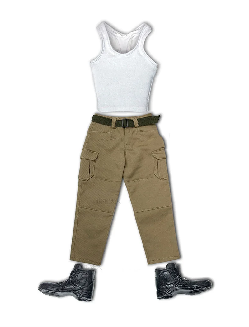 1/6 Scale Model Loose Casual Combat Pants Overalls Vest Clothes Boots for 12inch TBLeague M33 M35 M34 Strong Action Figure Body