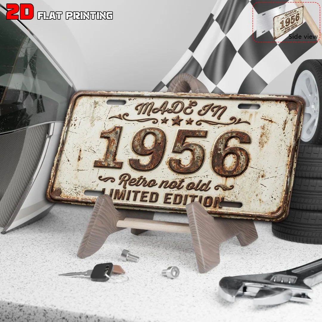 2D Flat, [2D Flat] 1pc, 1956 Limited Edition Retro Aluminum Sign, Home Decor, Birthday Gift (6' X 12'), Garage Decor, Classic De