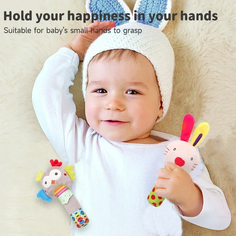 Baby Handheld BB Stick Newborn Sensory Grip Toys Soothing Plushie Daily Exercise Intellectual Stuffed Toys Animal Rattle Toys