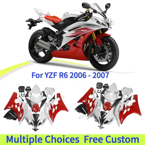 YZF R6 RJ11 2006 2007 YZF – R6 스포츠바이크 바디 키트 수정 부품 Yamaha R6 ABS 풀 페어링 세트 |   빨간색 흰색