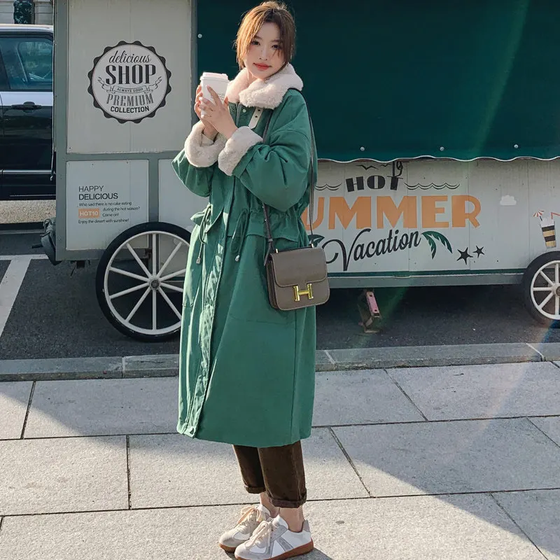 Winter New Women's Down Cotton Jacket Windproof Lamb Hair Oversized Parkas