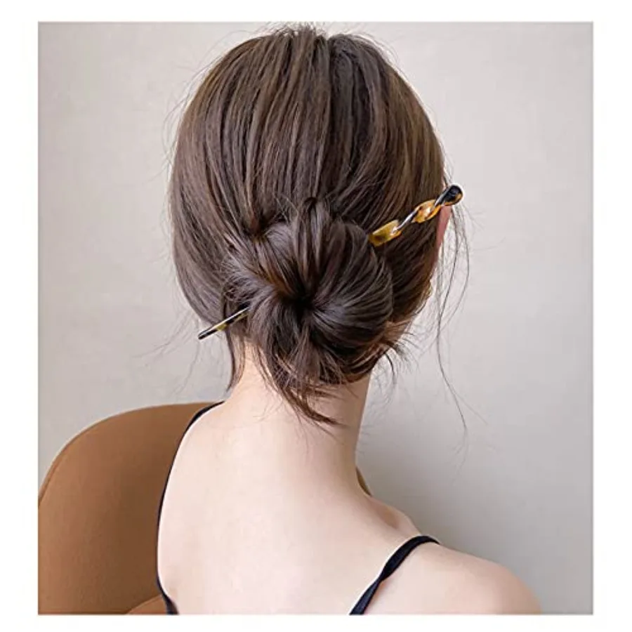 6 حزمة خلات الشعر العصي ليوبارد مطبوعة الشعر عيدان السلحفاة قذيفة دبوس الشعر عيدان مشبك شعر تصفيف دبوس اكسسوارات