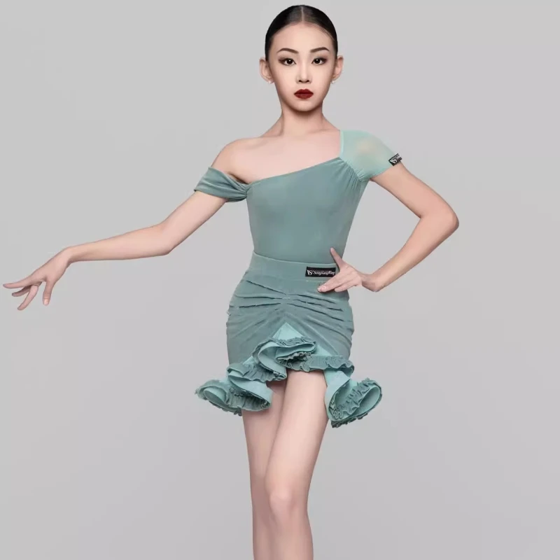 

New Modern Dance Skirts National Standard Child Ballroom Dance Waltz Social Dance Long Dresses Competition Performance Costume