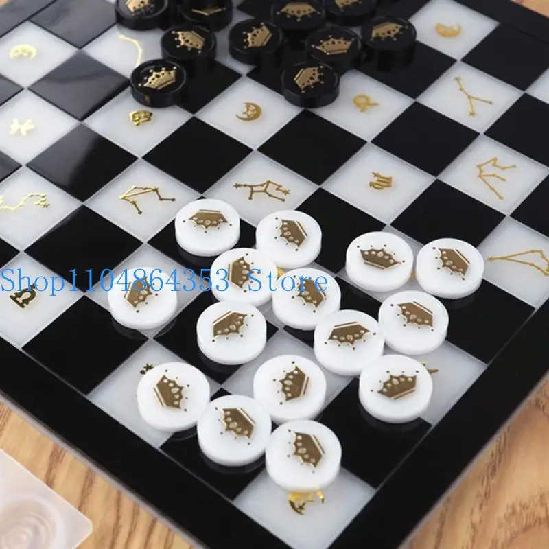 652F Chess Pieces Epoxy Casting Mold International Checkers Silicone Mould for DIY Resin Crafts Making Table Decoration