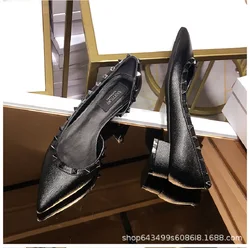 2024 Spring And SummerNew High Quality Women 's High Heels Fashion Riveted Heels Comfortable Pumps Office  Women's Shoes