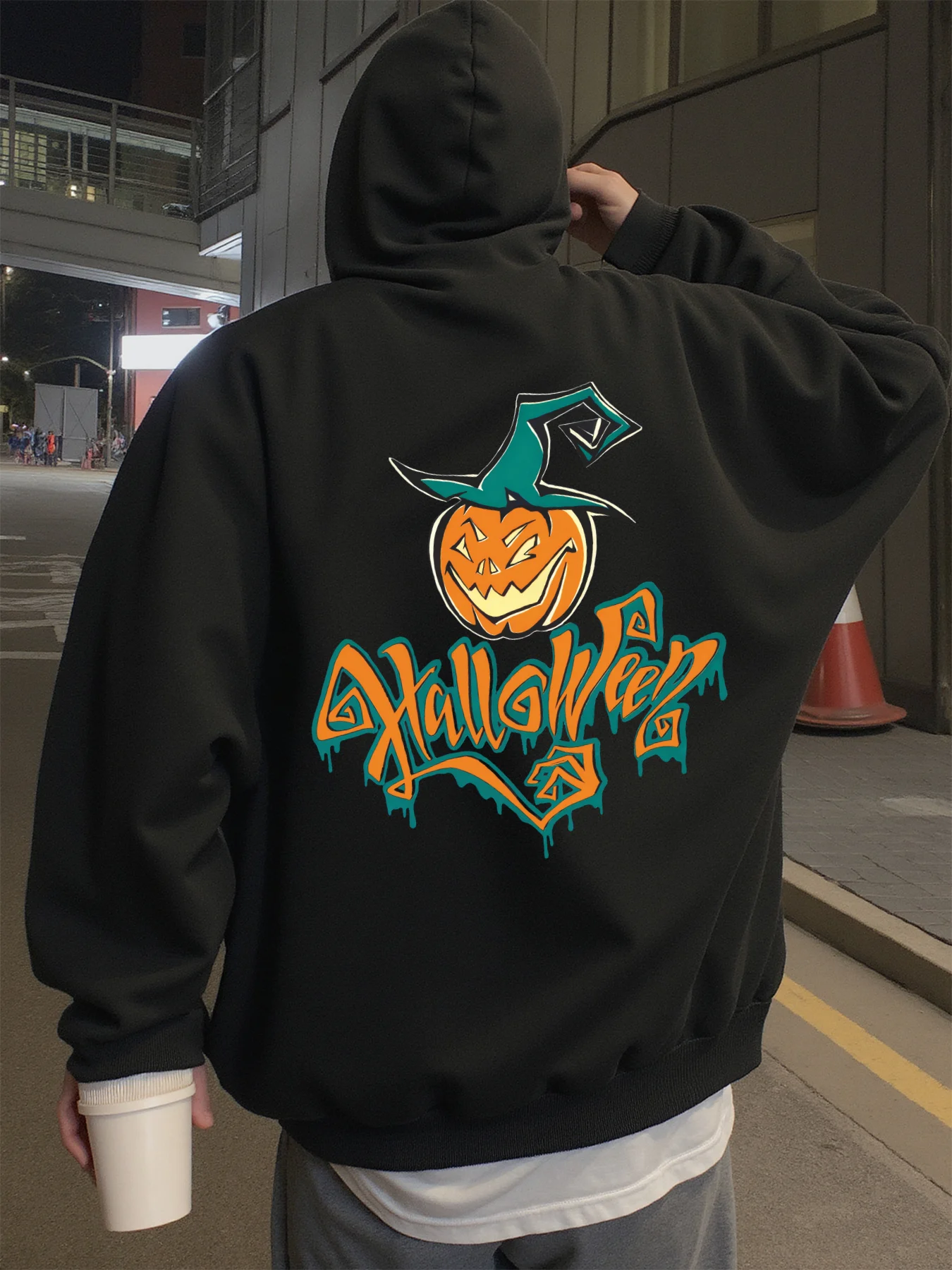 

Толстовка с капюшоном для мужчин, уличная одежда, тема Хэллоуина, мужские толстовки с графическим рисунком тыквы, подходят для ношения весны, осени и зимы.