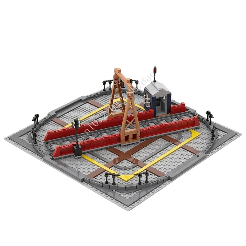 680PCS 턴테이블 MOC 창의적인 거리 풍경 모델 블록 조립 건축 DIY 교육용 조립 모델 장난감 어린이용