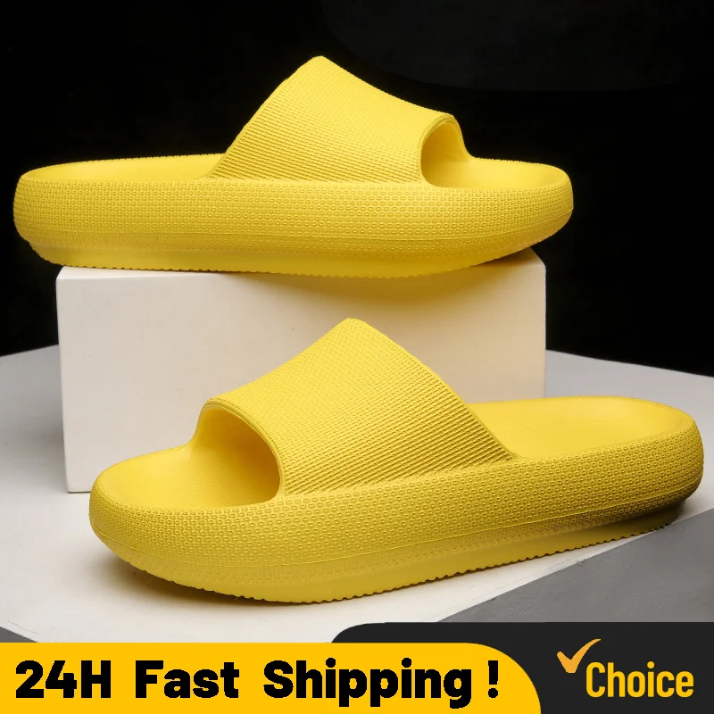 Zapatillas gruesas de plataforma para el baño, chanclas antideslizantes con suela suave de Eva, a la moda, para hombre y mujer