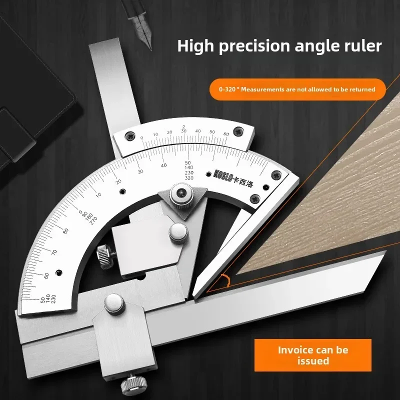 High Precision Universal Angle Ruler Stainless Steel Industrial Angle Gauge Measuring Tool 320 Degrees