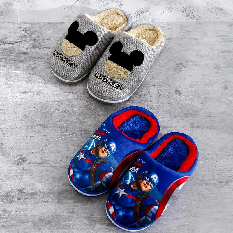

Disney cartoon frozen Minnie Mickey Mouse cotton slippers Donald Duck home indoor plush warm couple slippers