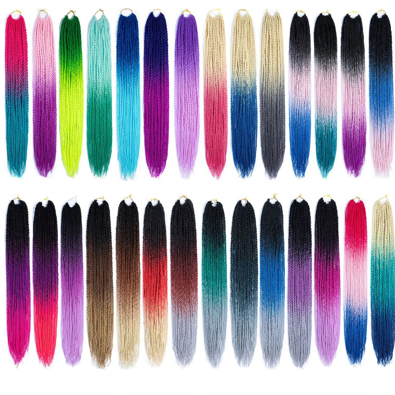 Extensiones de Cabello sintético senegalés, trenzas de ganchillo, 120 colores, 24 pulgadas, 30 raíces por paquete