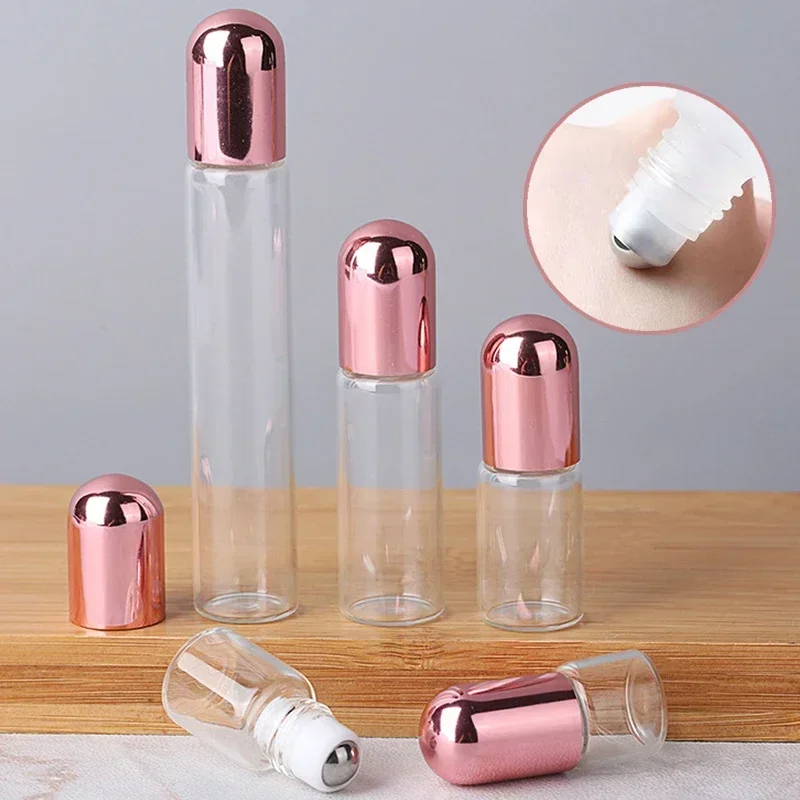 1/2/3/5/10ml Transparent Steel Ball Roll on Bottle Essential Oil Perfume Vials Cosmetic Empty Roller Ball Container for Travel