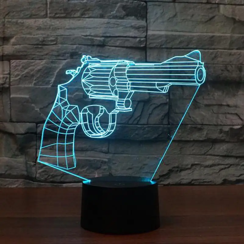 Pistol Modeling Colorful 3d Table Lamps For Living Room Personal Gift Led Nightlight 7 Color Change Desk Lamp