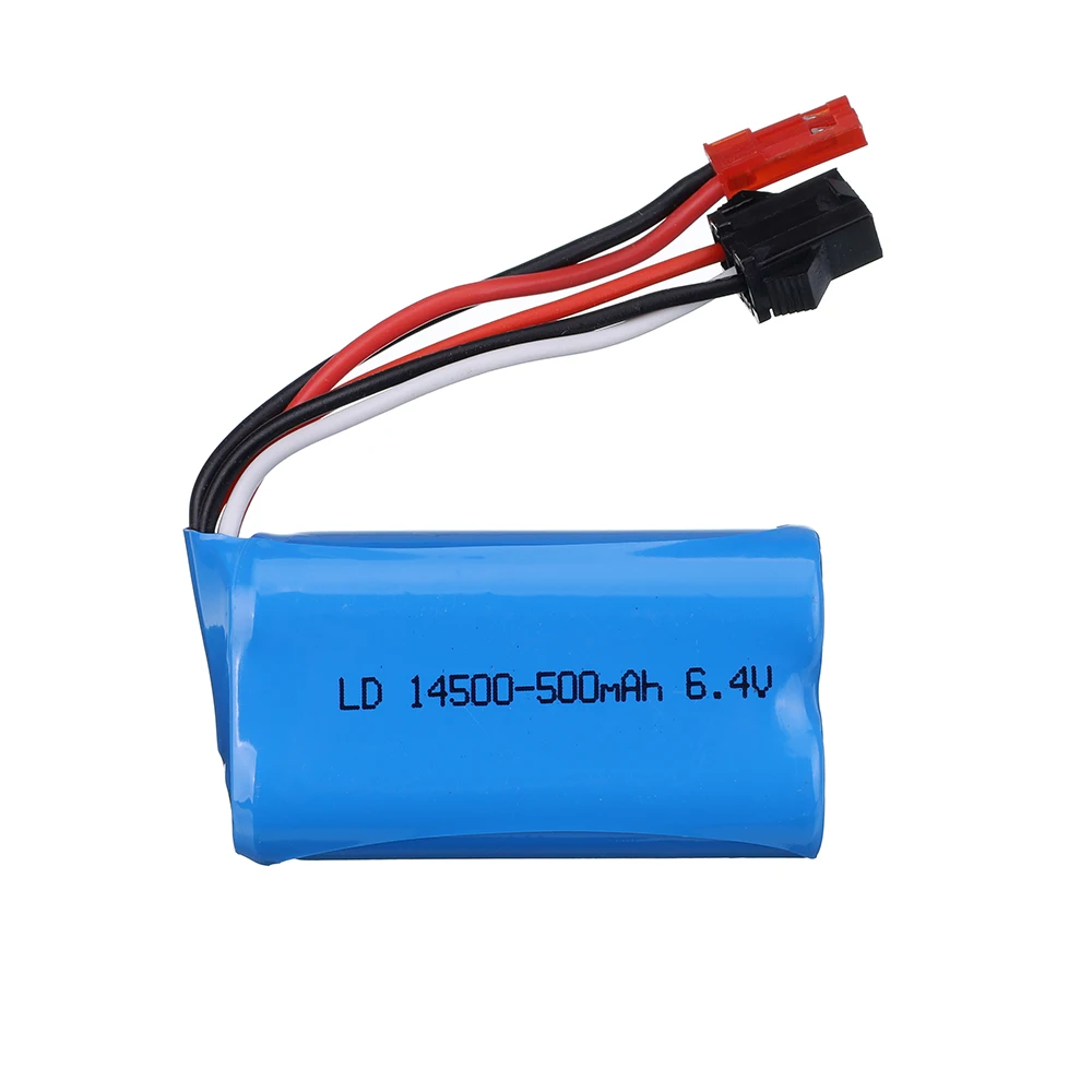 Литий-ионный аккумулятор 6,4 В для внедорожника Wltoys 18401 18402 с дистанционным управлением, батарея 14500 6,4 в 500 мАч для радиоуправляемых игрушек, автомобилей, лодок, грузовиков
