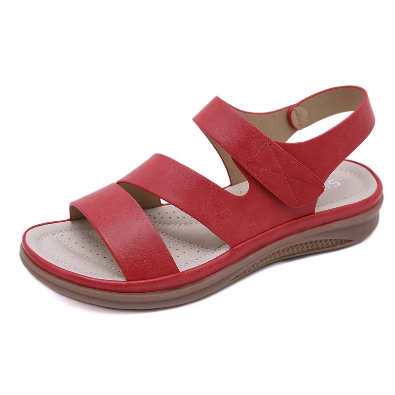 Sandalias planas con cuña para mujer, zapatos ligeros de suela suave, Punta abierta, talla grande, informales, bohemios, Verano