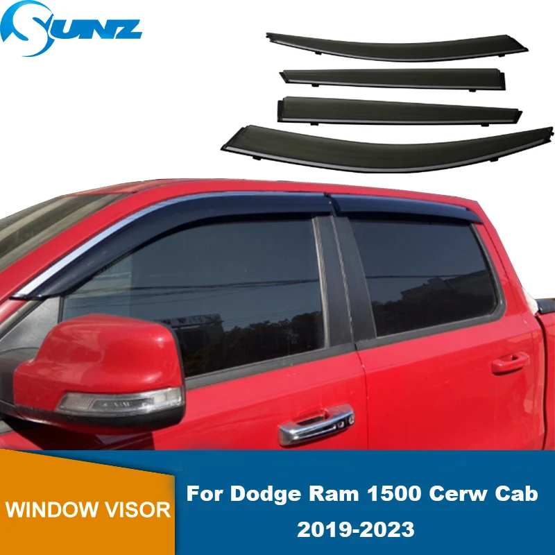 Window Visor For Dodge Ram 1500 Cerw Cab 2019 2020 2021 2022 2023 Awning Shelter Shade Sun Rain Deflector Guard Auto Accessories