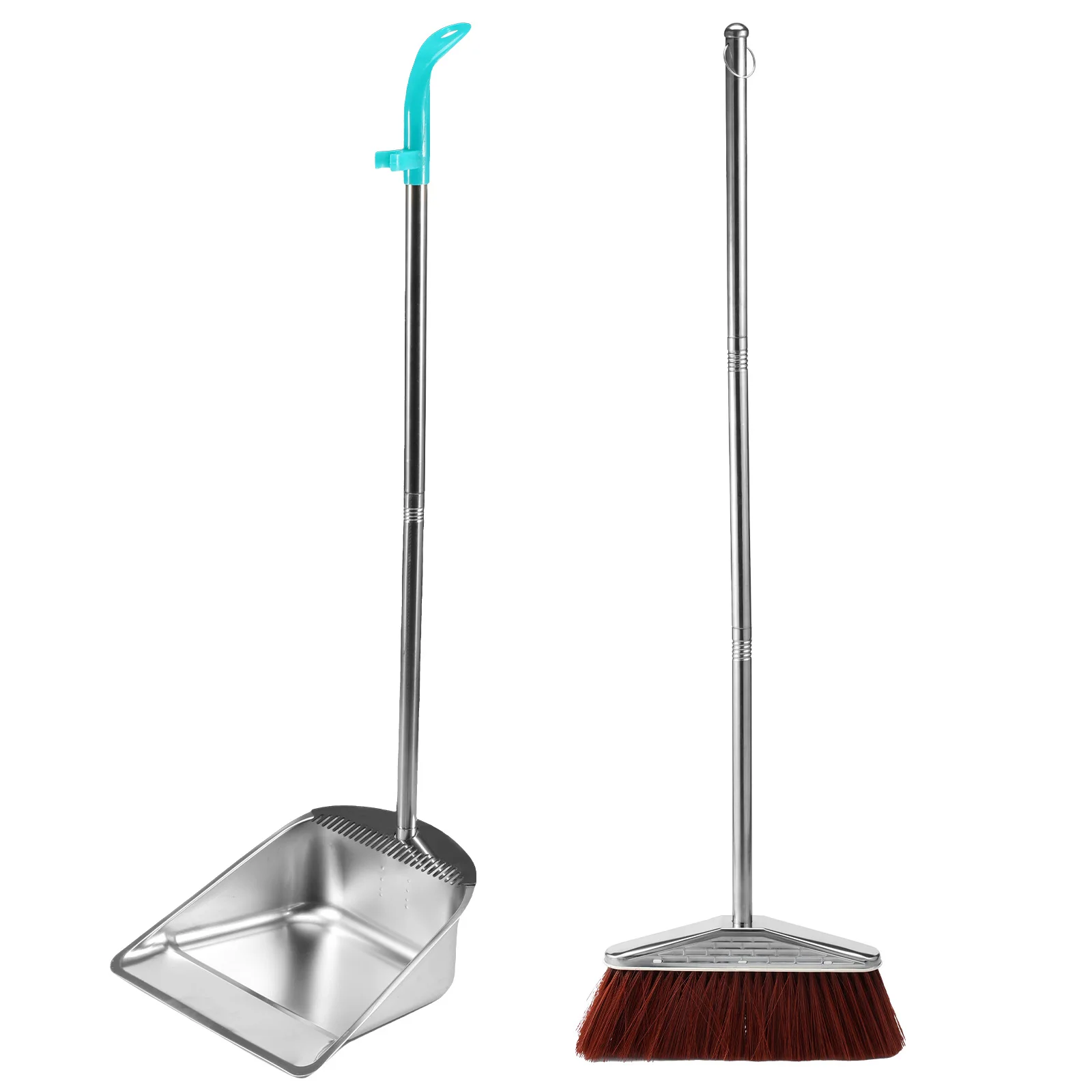 

Broom Dustpan Set Stainless Steel Broom Dustpan Combo Heavy Duty Dust Pan with Long Handle Broom for Sweeping Indoor Outdoor